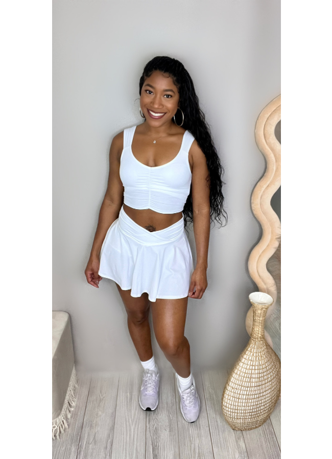 White athletic skort