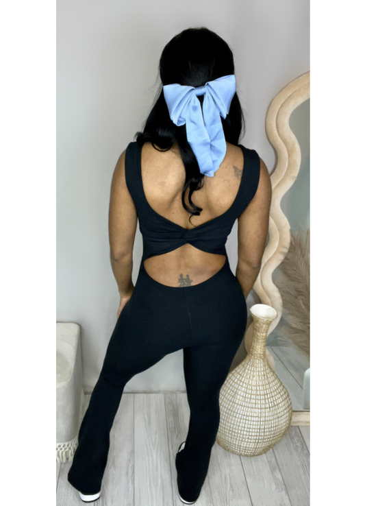Black flare leg jumpsuit