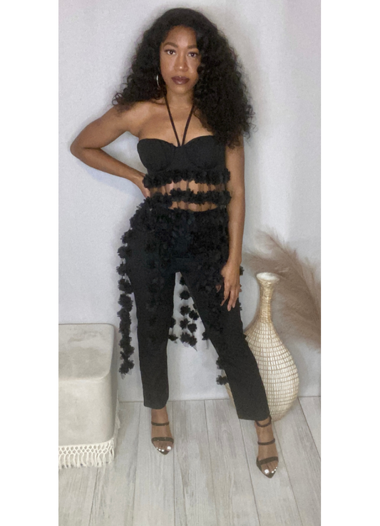 Black 2-piece crop top set