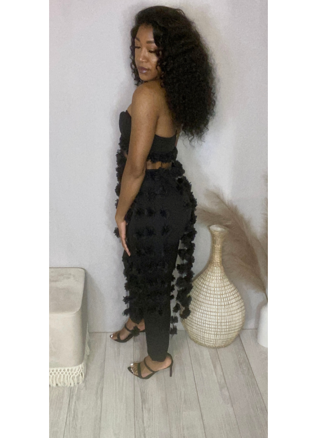 Black 2-piece crop top set
