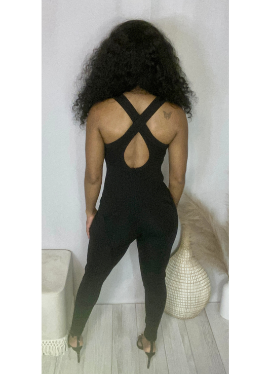 Black fitted jumpsuit