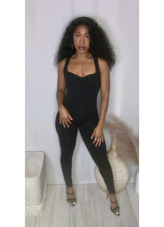 Black fitted jumpsuit