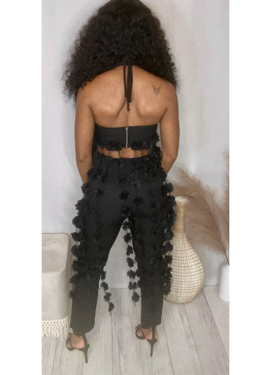 Black 2-piece crop top set