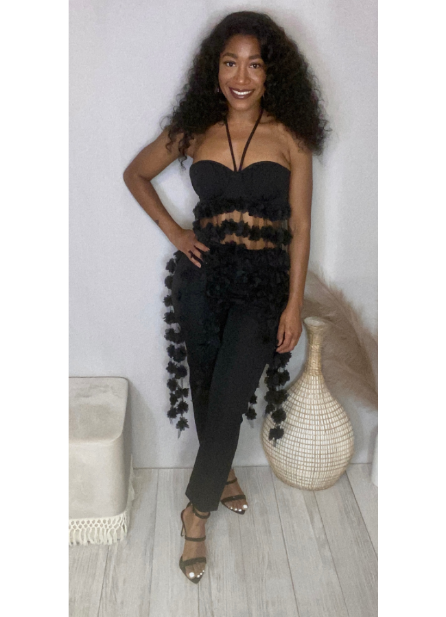 Black 2-piece crop top set
