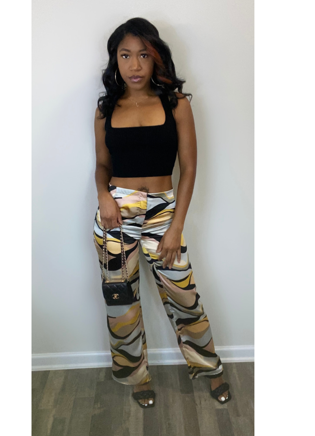 Silk print pants