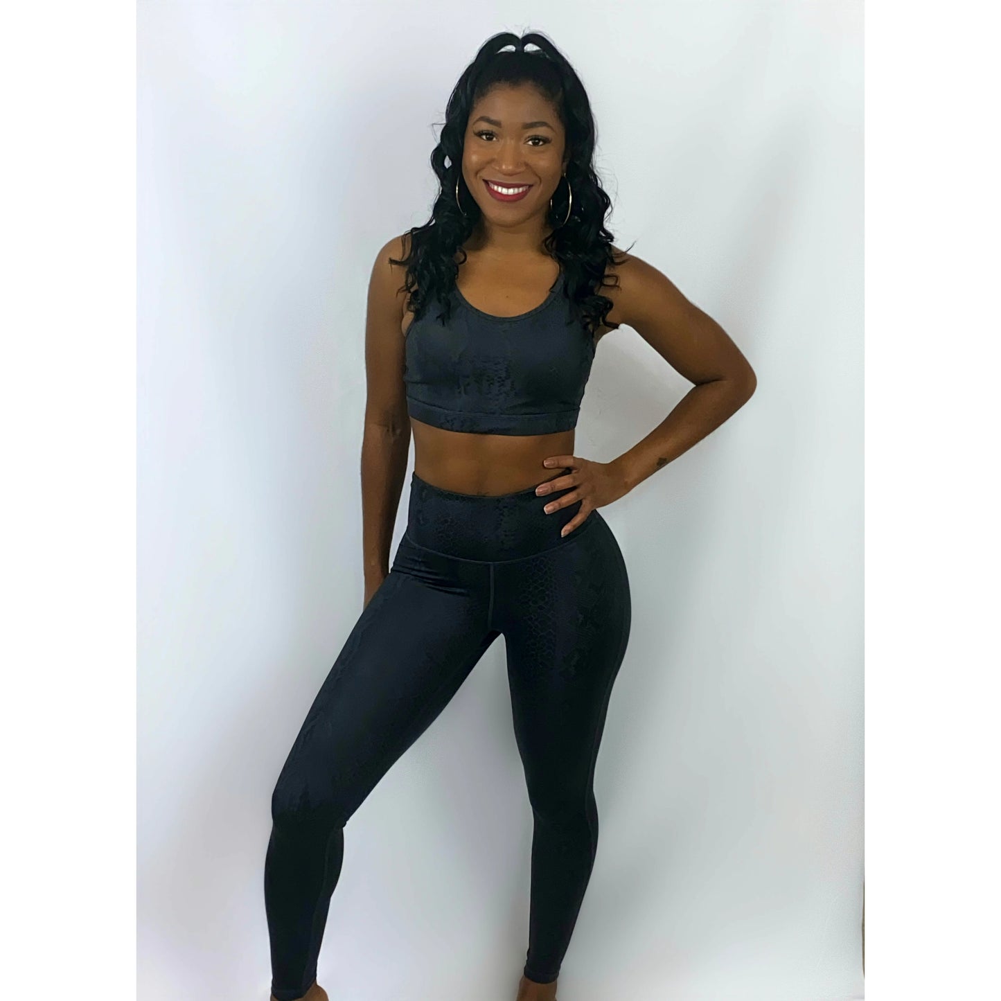 Black snake skin sports bra