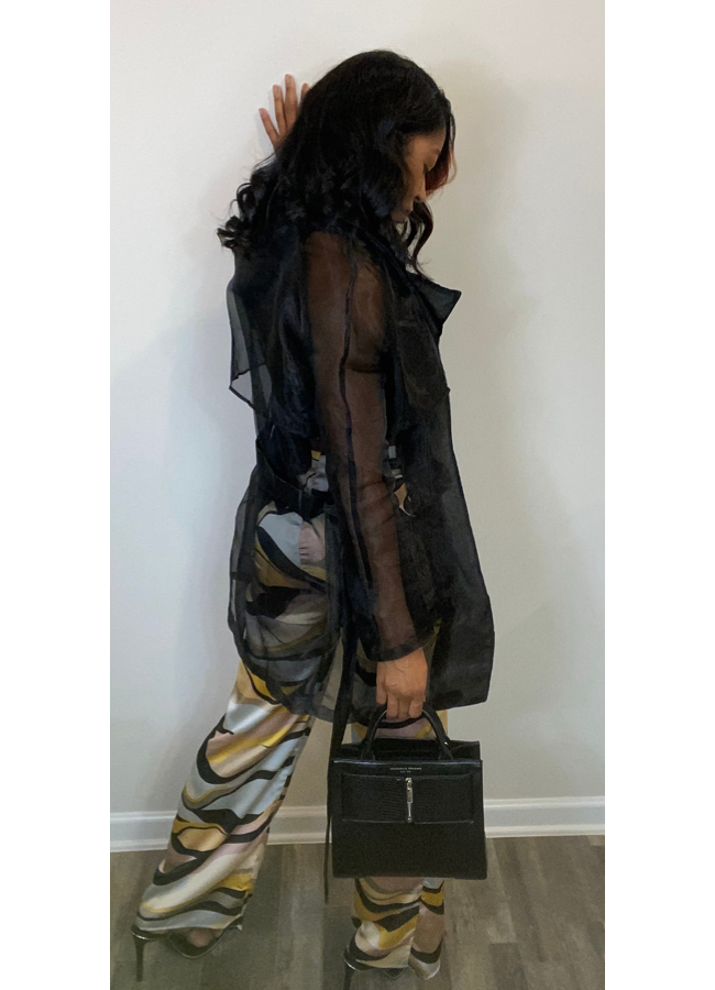 Black sheer trench coat