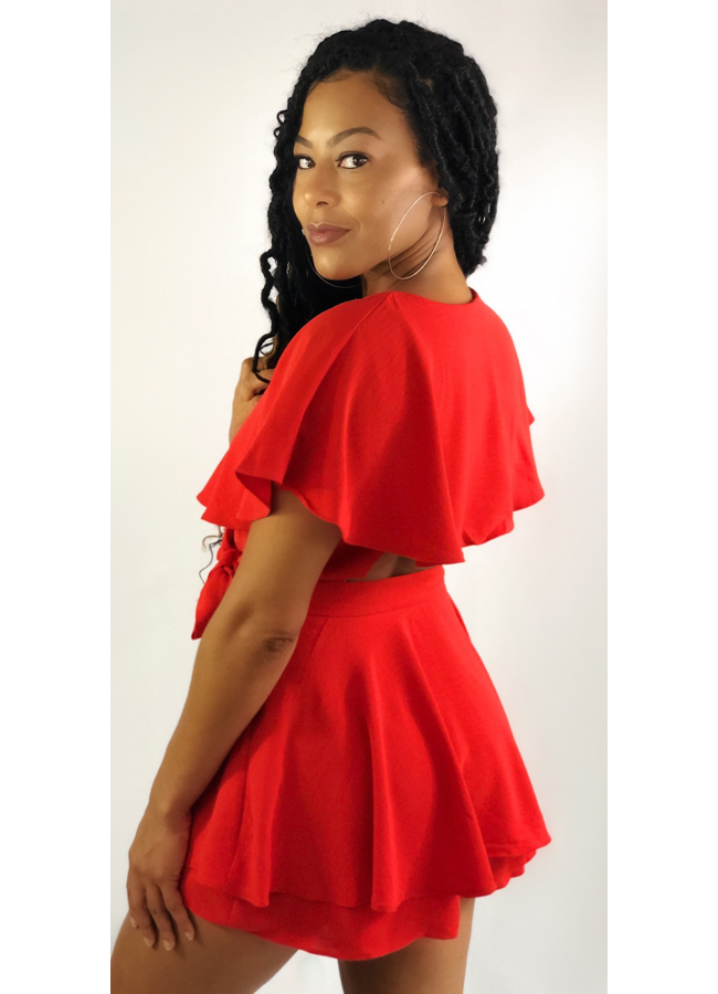 Red wrap romper