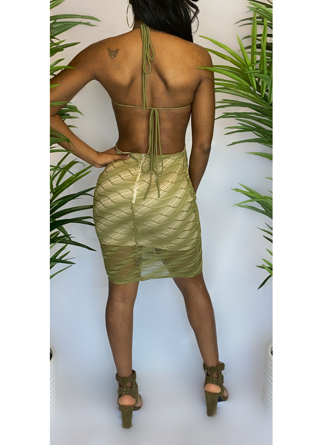 Olive net dress