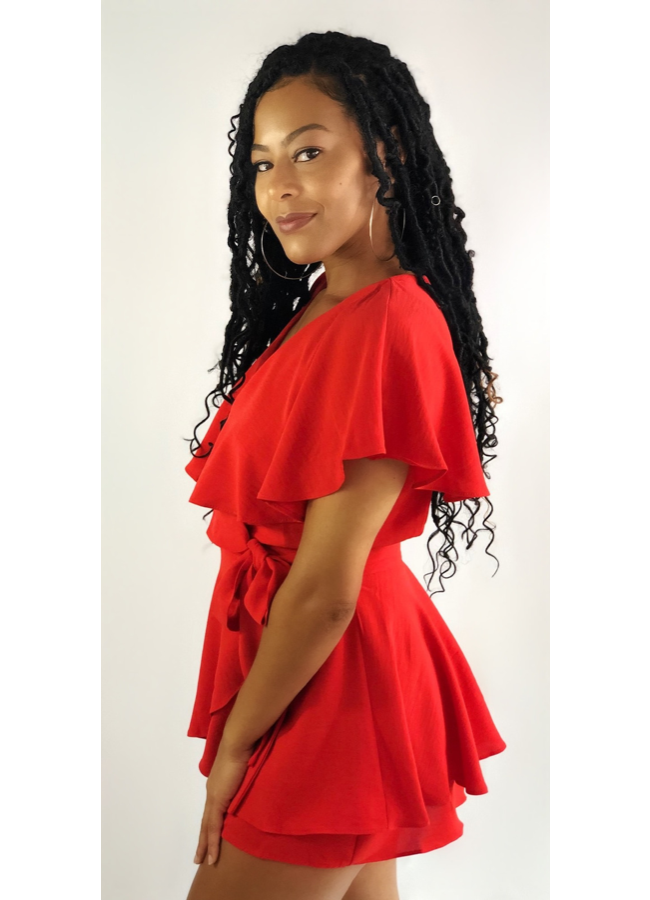 Red wrap romper