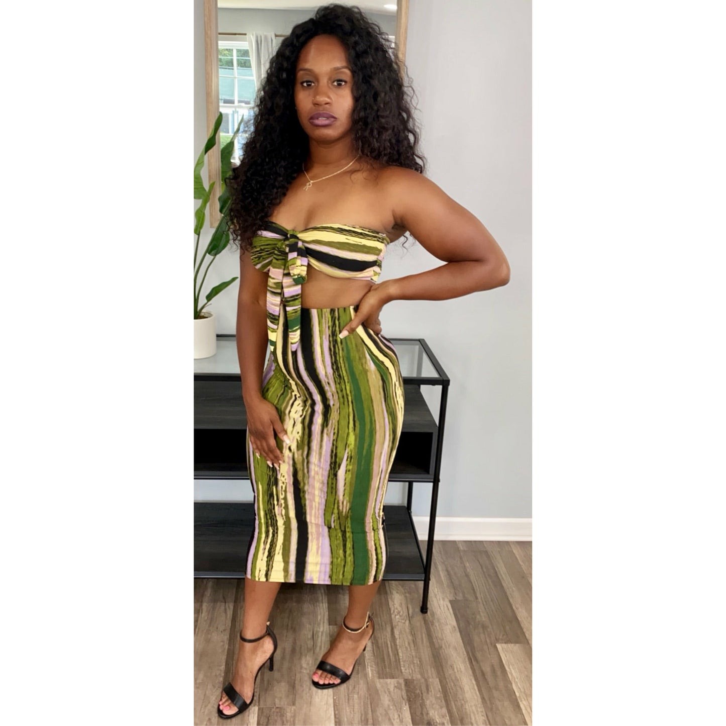 Stripped skirt set