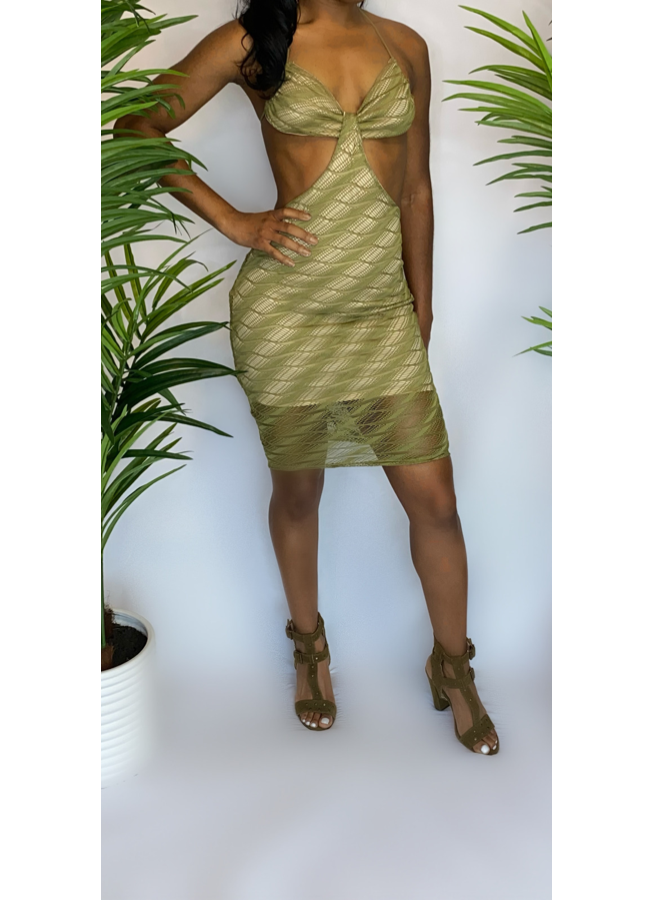 Olive net dress