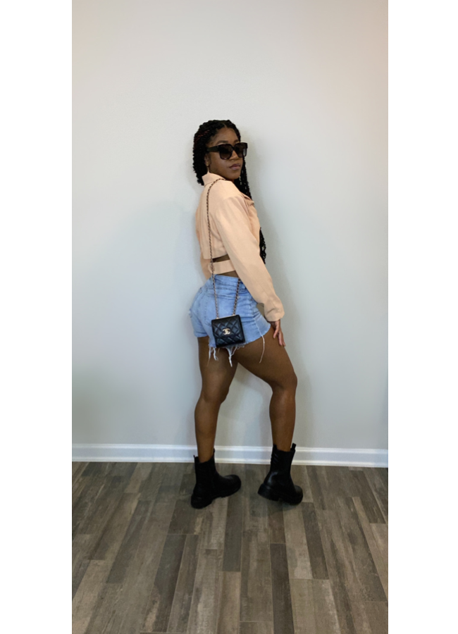 Peach cropped blazer