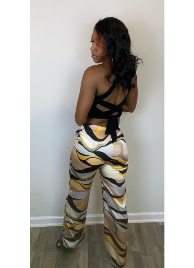 Silk print pants