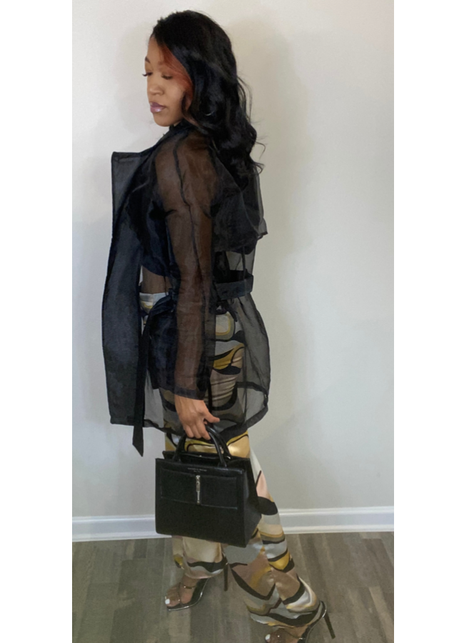 Black sheer trench coat