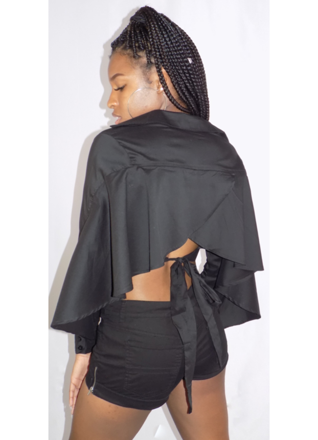 Black cropped blouse