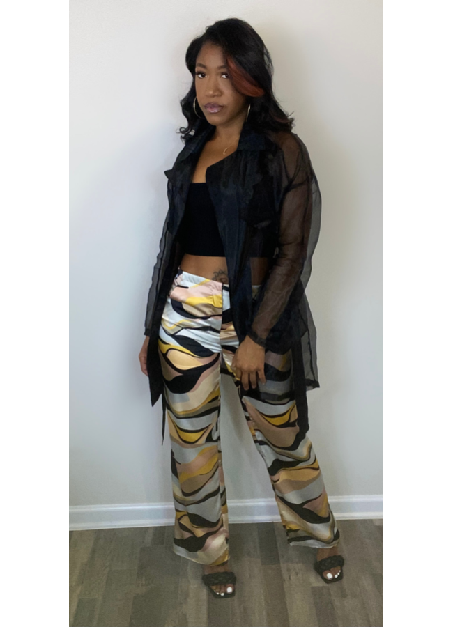 Silk print pants