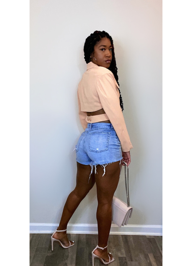 Peach cropped blazer