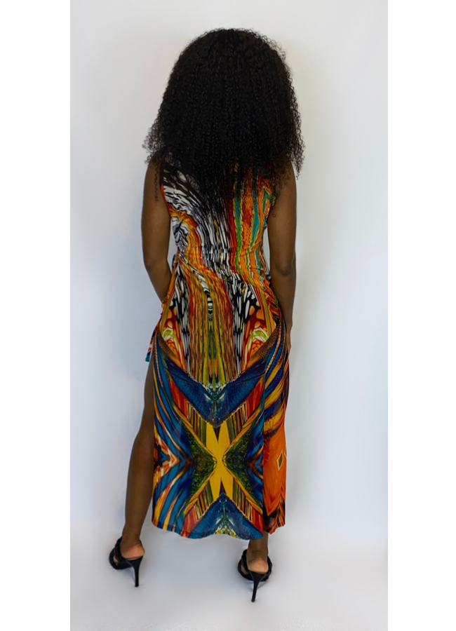 Multi print cover up dress