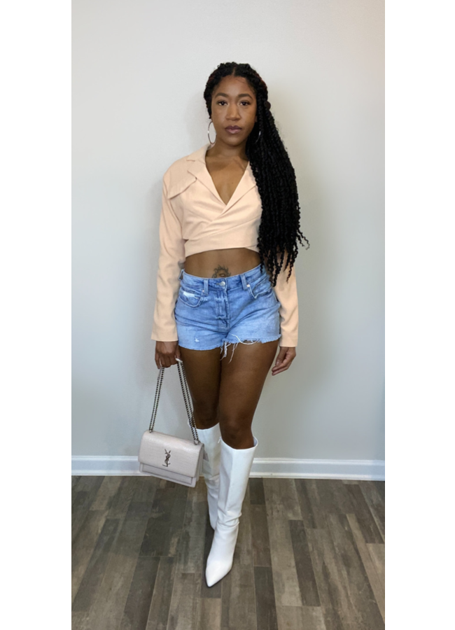 Peach cropped blazer